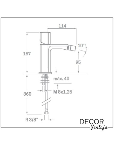 Grifo monomando de bidé cromo. Modelo Cazalla. Medidas