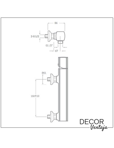 Grifo monomando de ducha cromo. Modelo Cazalla. Cotas