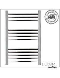 Radiador toallero hidráulico de 12 tubos en color cromo.