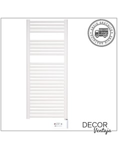 Radiador toallero eléctrico de 26 tubos en color blanco, con cronotermostato.