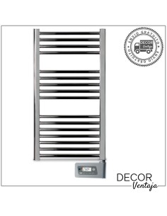 Radiador toallero eléctrico de 16 tubos en color cromo, con cronotermostato.
