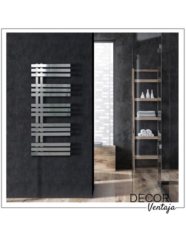 Radiador toallero hidráulico modelos Siglo/Verona de 15 lamas en color cromo. Ambiente baño