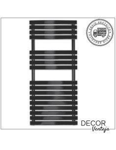 Radiador toallero hidráulico modelos Carmen/Pukita de 17 lamas en color negro mate.