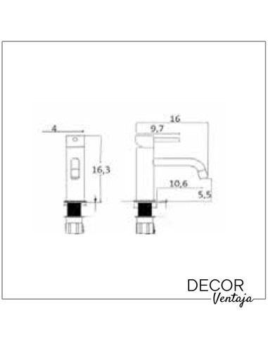 Grifo monomando cromado para lavabo. Modelo Bel air. Cotas
