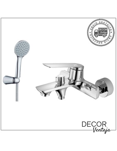 Grifo monomando de baño y ducha cromo. Modelo Markel. Set de ducha