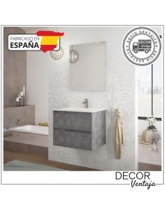 Mueble de baño de 2 cajones suspendido mod. Corfú + encimera de porcelana. Ambiente