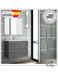 Mueble de baño de 2 cajones suspendido mod. Mikonos+ encimera de porcelana.