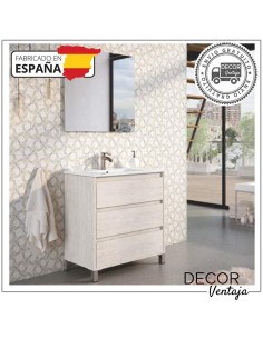 Mueble de baño de 3 cajones a suelo mod. Corfú + encimera de porcelana. Ambiente