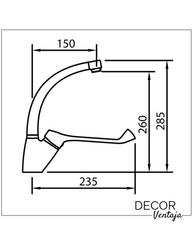 Grifo monomando gerontológico de fregadero cromo. Modelo S12 Urban. Medidas