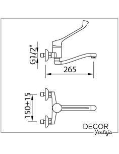 Grifo monomando gerontológico de fregadero mural cromo. Modelo S12 Urban. 2