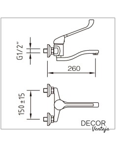Grifo monomando gerontológico de fregadero mural cromo. Modelo Panam Urban. 2