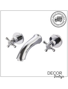 Grifo bimando de lavabo empotrado mural cromo. Modelo With2 Antigona.