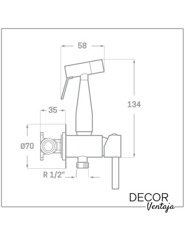 Grifo sustitutivo de bidé negro. Modelo Tubular. Cotas