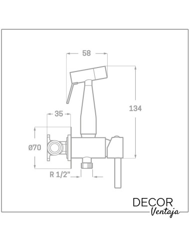 Grifo sustitutivo de bidé cromo. Modelo Tubular. Cotas