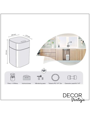 Equipo compacto de tratamiento de agua doméstico Pure de Clever. Contenido caja