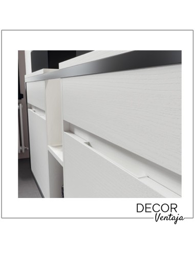 Mueble de baño suspendido, combinando metal y madera, de 1 o 2 cajones (gavetas) mod. Katus. Detalle cajones