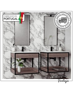 Mueble de baño suspendido, combinando metal y madera, mod. Lotus P 2