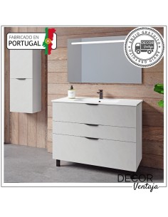 Mueble de baño con patas a suelo con 3 gavetas (cajones), combinando metal y madera, mod. Noki 3G