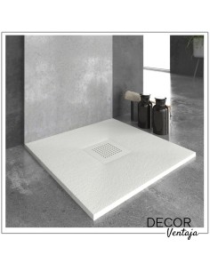 Plato de ducha antideslizante de resinas con cargas minerales. Modelo Square Blanco 2