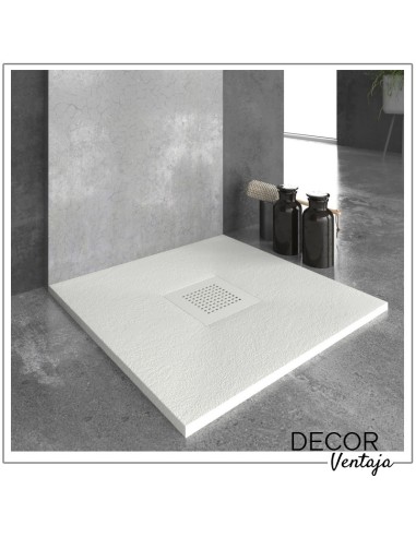 Plato de ducha antideslizante de resinas con cargas minerales. Modelo Square Blanco. Ambiente