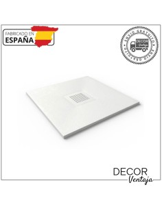 Plato de ducha antideslizante de resinas con cargas minerales. Modelo Square Blanco