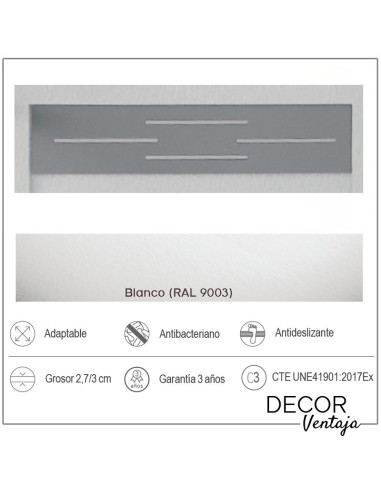 Plato de ducha antideslizante de resinas con cargas minerales. Modelo Opale Blanco. Características