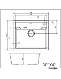 Fregadero de cocina de granito, cuarzo y resina sintética. Modelo Amsterdam 54 2