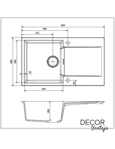 Fregadero de cocina con escurridor de granito, cuarzo y resina sintética. Modelo Amsterdam 10 2