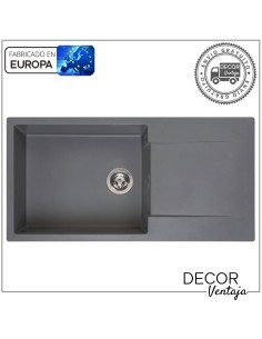 Fregadero de cocina con escurridor de granito, cuarzo y resina sintética. Modelo Amsterdam 540. Reversible