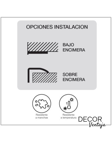 Fregadero doble seno de cocina de granito, cuarzo y resina sintética. Modelo Amsterdam 20. Bajo encimera y sobre encimera