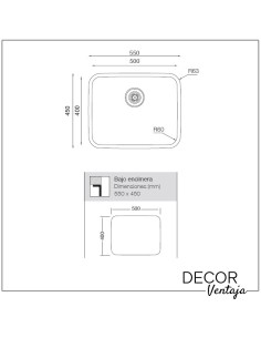 Fregadero de cocina de acero inoxidable. Modelo Menfis 500 2