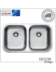 Fregadero de cocina DOBLE SENO de acero inoxidable. Modelo Menfis 360