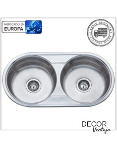 Fregadero de cocina DOBLE SENO de acero inoxidable. Modelo Ibi 842