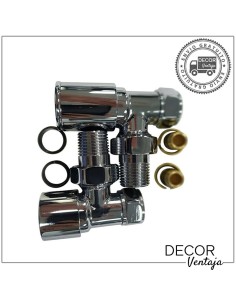 Detentor para radiador toallero con válvula CROMO.