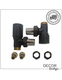 Detentor para radiador toallero con válvula NEGRO.