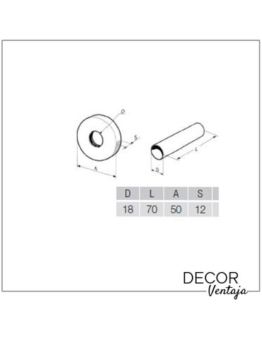 Cubretubos metálico lacado al horno CROMO. Medidas y cotas