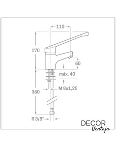 Grifo monomando gerontológico de lavabo cromo. Modelo Enkel. 2
