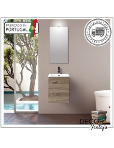 Mueble de baño suspendido, frentes de tablero MDF Hidrófugo, con 1 puerta mod. Riga Con Lavabo incluido