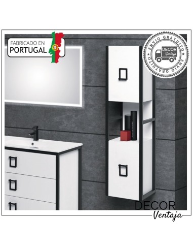 Mueble auxiliar de baño para colgar mod. Link / Play 2 puertas. Blanco