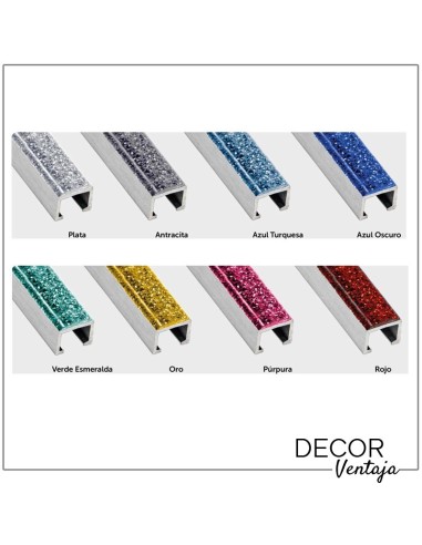 Listelo aluminio Glitter 9x17 mm.. Colores