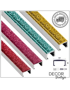 Listelo aluminio Glitter 9x17 mm.