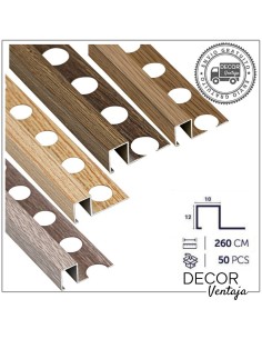 Listelo aluminio Madera R12x10 mm.