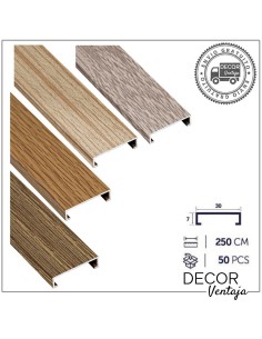 Listelo aluminio Madera 7x30 mm.