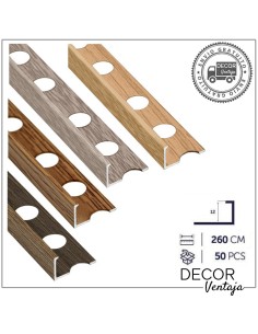 Perfil aluminio Madera L12 mm.