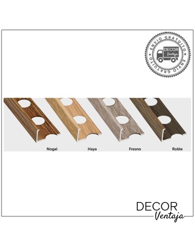 Perfil aluminio Madera L12 mm. Colores