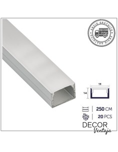 Listelo aluminio LED 14x19 mm.