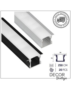 Listelo aluminio LED 15x24 mm.