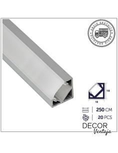 Listelo aluminio LED Esquina 18x18 mm.