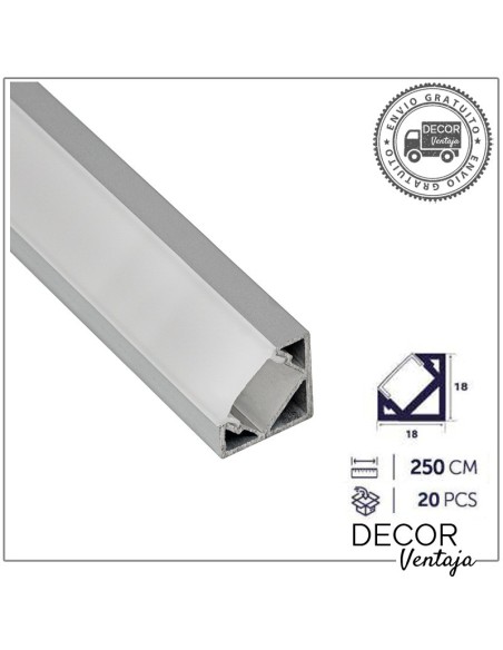 Listelo aluminio LED Esquina 18x18 mm.