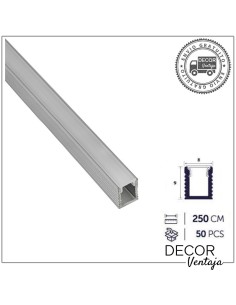 Listelo aluminio LED 9x8 mm.